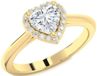 Diamond Gold Heart Halo Engagement Ring
