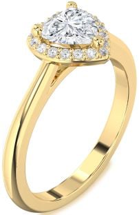 Diamond Gold Heart Halo Engagement Ring