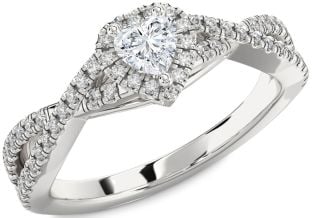 Diamond Platinum Heart Pave Promise Ring