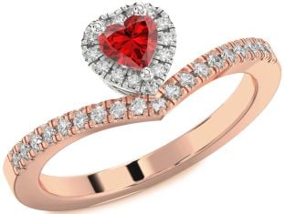 Diamond Ruby Platinum & Rose Gold Heart Pave Promise Ring