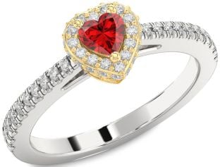 Diamond Ruby Platinum & Yellow Gold Heart Pave Promise Ring