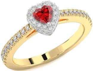 Diamond Ruby Platinum & Yellow Gold Heart Pave Promise Ring