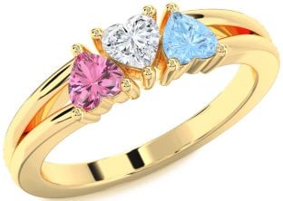 Gold Heart Three Stone Mother's Ring
