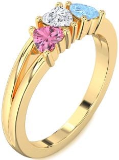 Gold Heart Three Stone Mother's Ring