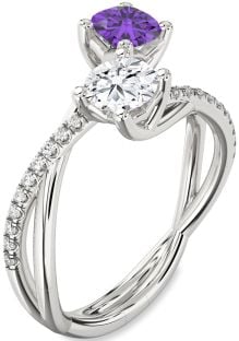 Diamond Platinum Round Two Stone Promise Ring