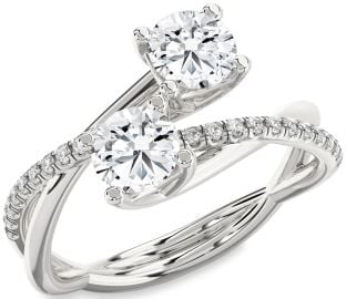 Diamond Platinum Round Two Stone Ring