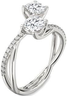 Diamond Platinum Round Two Stone Ring