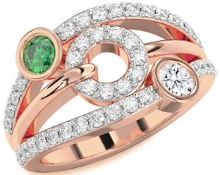 Diamond Rose Gold Evil Eye Round Two Stone Promise Ring