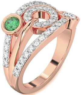 Diamond Rose Gold Evil Eye Round Two Stone Promise Ring