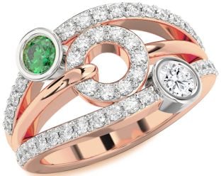 Diamond Platinum & Rose Gold Evil Eye Round Two Stone Promise Ring