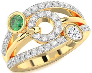 Diamond Gold Evil Eye Round Two Stone Promise Ring
