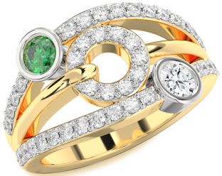Diamond Platinum & Yellow Gold Evil Eye Round Two Stone Promise Ring