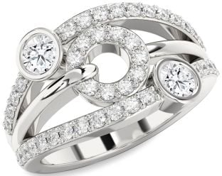 Diamond Platinum Evil Eye Round Two Stone Ring