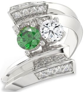 Diamond Platinum Round Two Stone Promise Ring