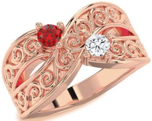 Rose Gold Infinity Knot Round Two Stone Promise Ring