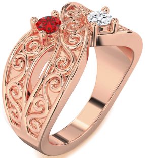 Rose Gold Infinity Knot Round Two Stone Promise Ring