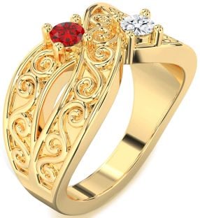 Gold Infinity Knot Round Two Stone Promise Ring