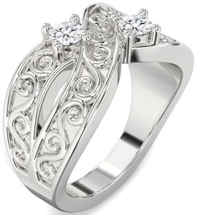 Diamond Platinum Infinity Knot Round Two Stone Ring
