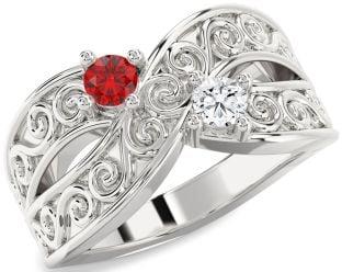 Platinum Infinity Knot Round Two Stone Promise Ring