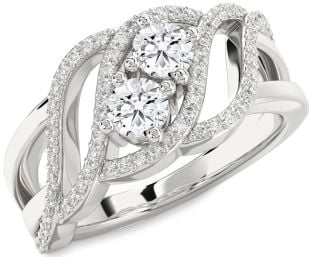 Diamond Platinum Knot Round Two Stone Ring