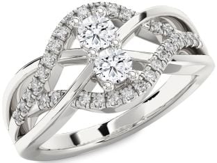 Diamond Platinum Knot Round Two Stone Ring