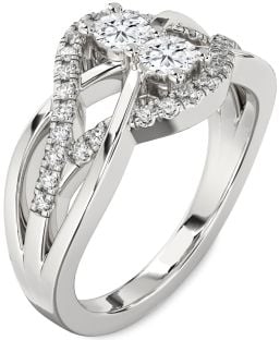 Diamond Platinum Knot Round Two Stone Ring
