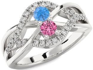 Diamond Platinum Knot Round Two Stone Promise Ring