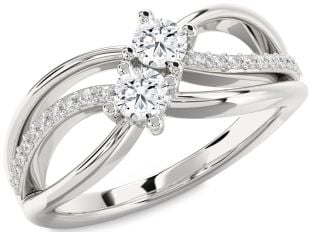 Diamond Platinum Knot Round Two Stone Ring