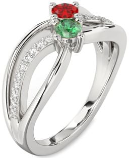 Diamond Platinum Knot Round Two Stone Promise Ring