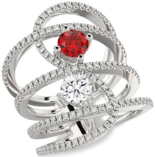 Diamond Platinum Knot Round Two Stone Pave Promise Ring