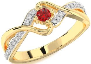 Diamond Ruby Gold Round Promise Ring