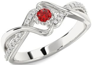 Diamond Ruby Platinum Round Promise Ring