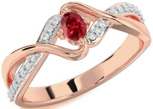 Diamond Ruby Rose Gold Oval Promise Ring