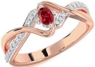 Diamond Ruby Platinum & Rose Gold Oval Promise Ring