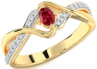 Diamond Ruby Gold Oval Promise Ring