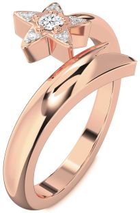 Diamond Rose Gold Star Round Promise Ring