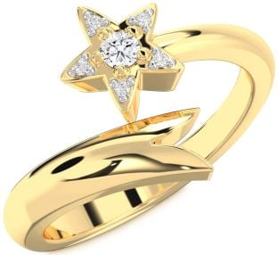Diamond Gold Star Round Promise Ring