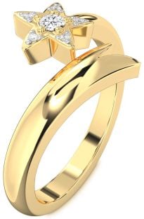 Diamond Gold Star Round Promise Ring