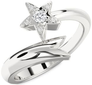 Diamond Platinum Star Round Promise Ring