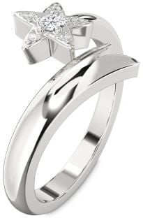 Diamond Platinum Star Round Promise Ring