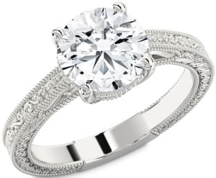 Diamond Platinum Knot Round Vintage Engagement Ring