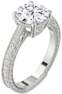 Diamond Platinum Knot Round Vintage Engagement Ring