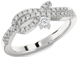 Diamond Platinum Knot Round Promise Ring