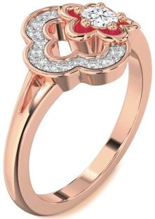 Diamond Rose Gold Flower Round Ring