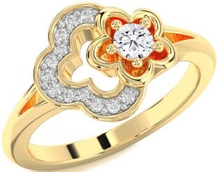 Diamond Gold Flower Round Ring