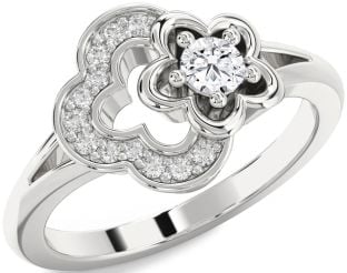 Diamond Platinum Flower Round Ring