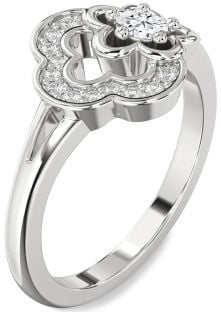 Diamond Platinum Flower Round Ring