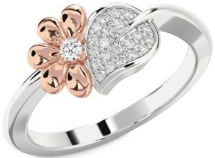 Diamond Platinum & Rose Gold Daisy Ring
