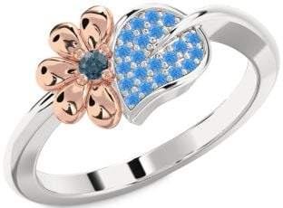 London Blue Topaz & Swiss Blue Topaz Platinum & Rose Gold Daisy Ring
