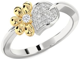 Diamond Silver & 10K gold Daisy Ring